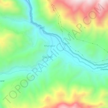 Mapa topográfico Katyok, altitude, relevo
