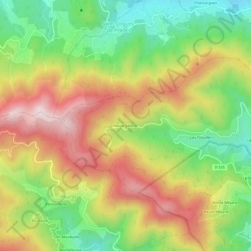 Mapa topográfico Haute Valette, altitude, relevo
