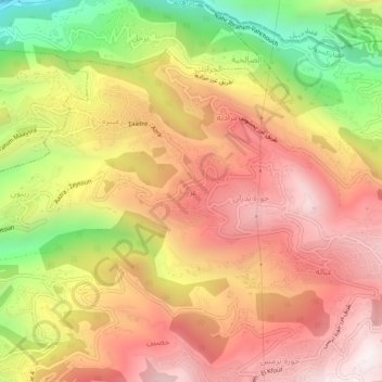 Mapa topográfico Azra, altitude, relevo