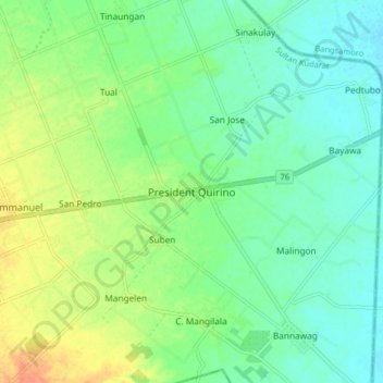 Mapa topográfico President Quirino, altitude, relevo