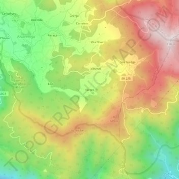 Mapa topográfico Várzea, altitude, relevo