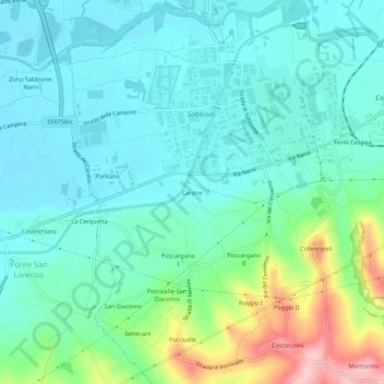 Mapa topográfico Carone, altitude, relevo
