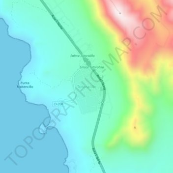 Mapa topográfico Totoralillo, altitude, relevo