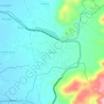Mapa topográfico Tay-ac, altitude, relevo