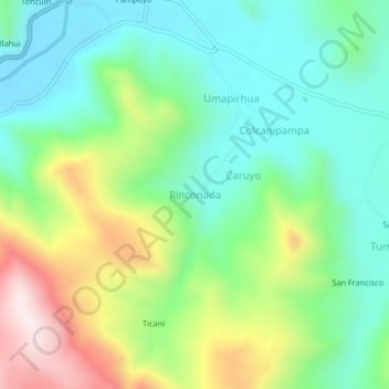 Mapa topográfico Rinconada, altitude, relevo