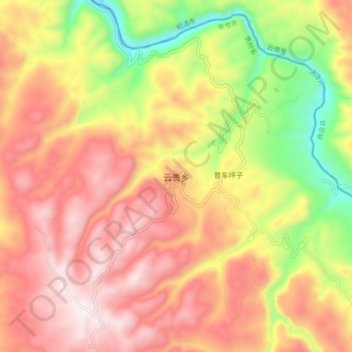Mapa topográfico 云贵乡, altitude, relevo