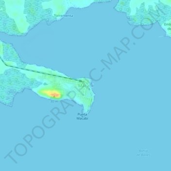 Mapa topográfico Macabí, altitude, relevo