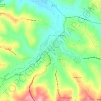 Mapa topográfico Bastardo, altitude, relevo