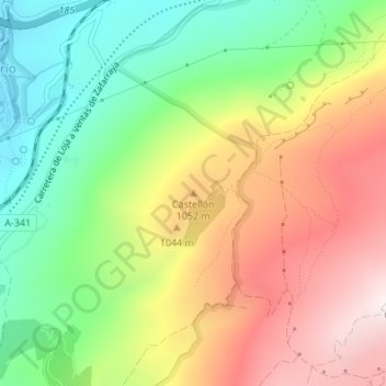 Mapa topográfico Castellón, altitude, relevo