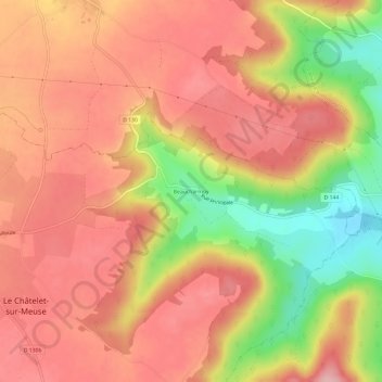 Mapa topográfico Beaucharmoy, altitude, relevo