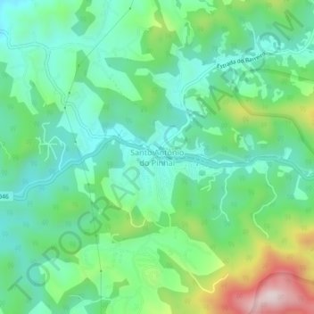 Mapa topográfico Santo Antônio do Pinhal, altitude, relevo