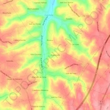 Mapa topográfico Outeirada, altitude, relevo