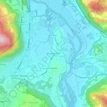 Mapa topográfico Vaccarezza Nuova, altitude, relevo