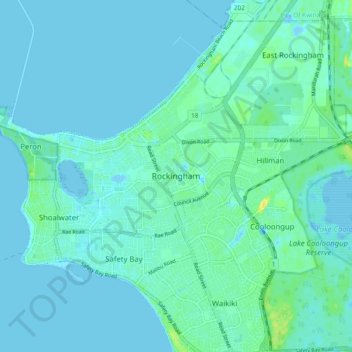 Mapa topográfico Rockingham, altitude, relevo