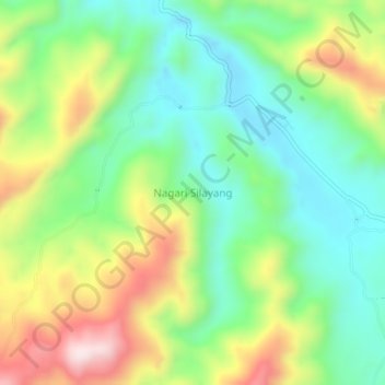 Mapa topográfico Nagari Silayang, altitude, relevo