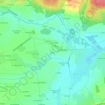 Mapa topográfico Le Parc, altitude, relevo