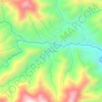 Mapa topográfico Santa Rita, altitude, relevo