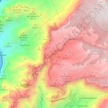 Mapa topográfico Arure, altitude, relevo