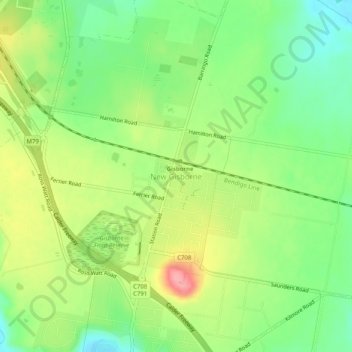 Mapa topográfico New Gisborne, altitude, relevo
