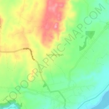 Mapa topográfico Namillangan, altitude, relevo