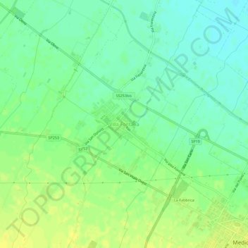 Mapa topográfico Villa Fontana, altitude, relevo