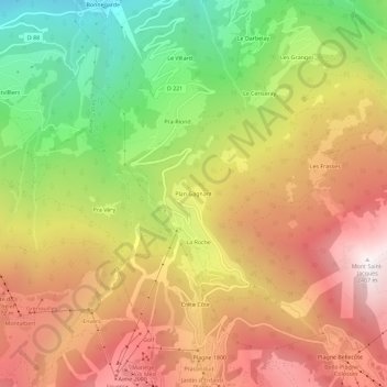 Mapa topográfico Plan Gagnant, altitude, relevo