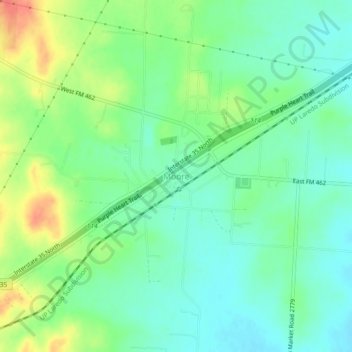 Mapa topográfico Moore, altitude, relevo