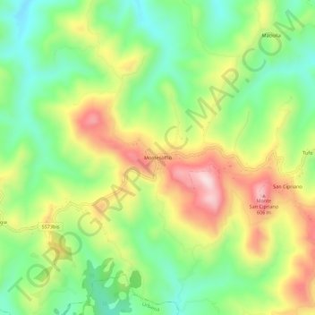 Mapa topográfico Montesoffio, altitude, relevo