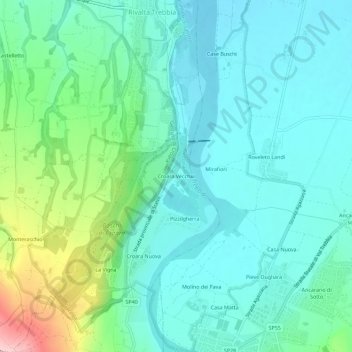 Mapa topográfico Croara Vecchia, altitude, relevo
