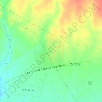 Mapa topográfico Los Centenales, altitude, relevo