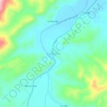 Mapa topográfico Cañaveral, altitude, relevo