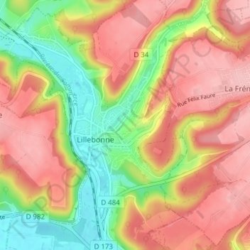 Mapa topográfico La Côte Blanche, altitude, relevo