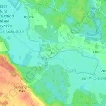 Mapa topográfico Tur, altitude, relevo