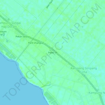 Mapa topográfico Peket 60, altitude, relevo