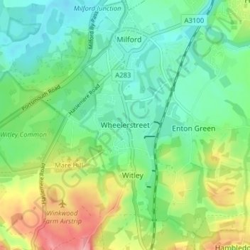 Mapa topográfico Wheelerstreet, altitude, relevo