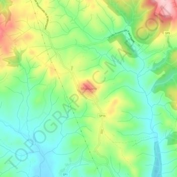 Mapa topográfico Montiano, altitude, relevo