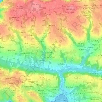 Mapa topográfico Pont Avalou, altitude, relevo