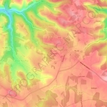 Mapa topográfico Mirandol, altitude, relevo
