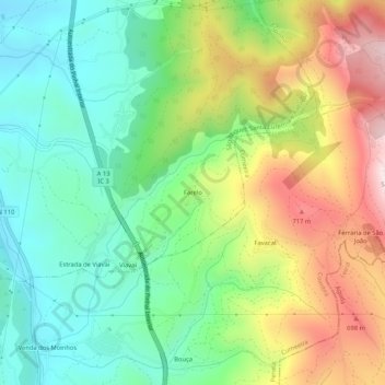 Mapa topográfico Farelo, altitude, relevo