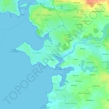 Mapa topográfico Kerambreton, altitude, relevo