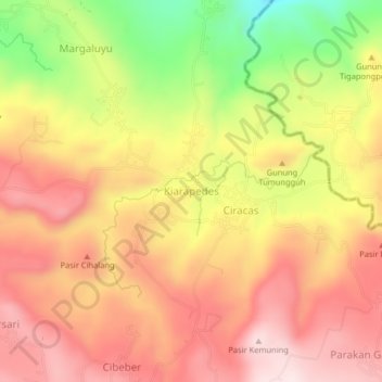 Mapa topográfico Kiarapedes, altitude, relevo