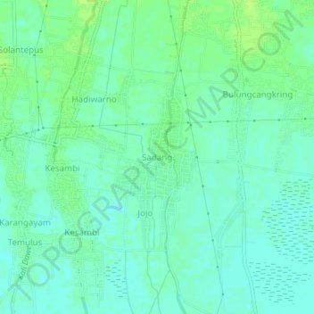 Mapa topográfico Sadang, altitude, relevo