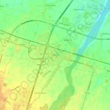 Mapa topográfico Ponte Taro, altitude, relevo