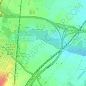 Mapa topográfico Ayudén, altitude, relevo