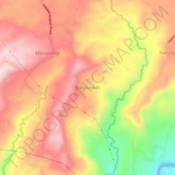 Mapa topográfico Balintawak, altitude, relevo