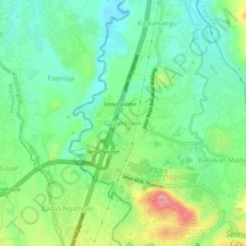 Mapa topográfico Cipambuan, altitude, relevo
