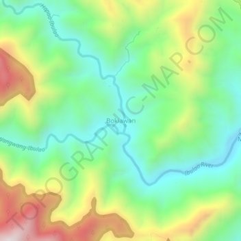 Mapa topográfico Bokiawan, altitude, relevo