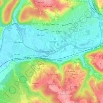 Mapa topográfico L'Évêque, altitude, relevo