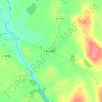Mapa topográfico Ardattin, altitude, relevo