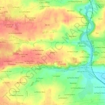 Mapa topográfico Breillet, altitude, relevo